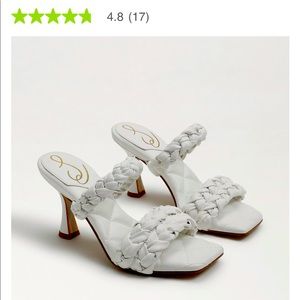 White Braided Double-Strap Heeled Sandals - Women